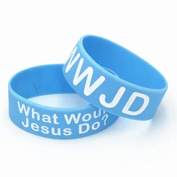 1PC o Que Faria Jesus Silicone Pulseira Bracelete para a Fé Religiosa de Esportes Azul Pulseiras de Silicone&Pulseira de Adultos Presentes SH148