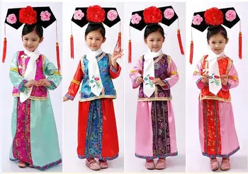 2015 Novo Chinês Antigo Traje De Princesa Para Meninas Dinastia Qing Princesa Roupas De Crianças Chinês Tradicional Traje
