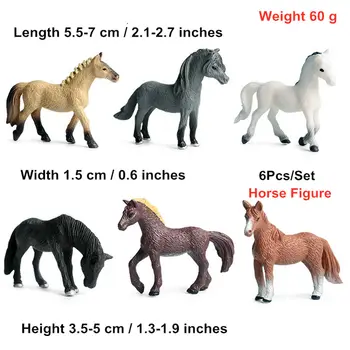 6Pcs Pequena Figura do Cavalo Morgan Cavalo Quarto de Animal Farm Colecionador de Brinquedos de PVC Modelo Baby Figura do Cavalo de Brinquedos Educativos