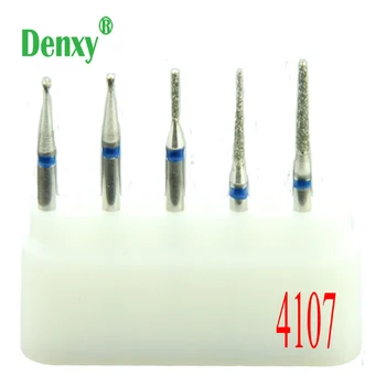 Denxy 10pcs/lot #4107 Dental Diamante, Brocas de Novo Dental Diamante, Brocas Conjunto de Pilar de Polimento Kit de estudantes ou iniciantes diamante RA