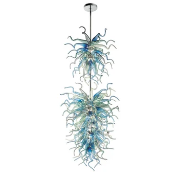 Luxo Led Lustres Interior luminária Decorativa da Casa de Luz Nórdica Colorido Soprado Lustre de Vidro de 150 CM de comprimento
