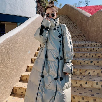 para baixo Inverno nova-coreano quentes de algodão acolchoado jaqueta mulheres grosso stand colarinho solta chic longo casaco acolchoado feminino puffer parkas Y3168