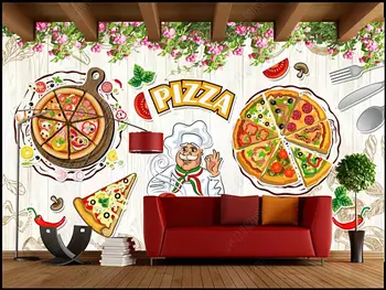personalizado mural de fotos de papel de parede 3d italiano pizzaria Restaurante Ocidental, pintura, papel de parede para decoração de casa, paredes de sala de estar em 3d