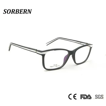 SORBERN Unisex TR90 de Quadros Ópticos Homens Praça Óculos de Mola Dobradiça Miopia Óculos de Mulheres com Peso Leve Prescrição de Óculos